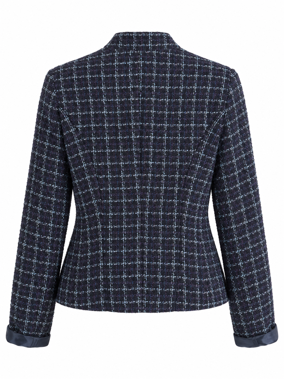 Giacca corta in tweed a quadri con bottoni dorati