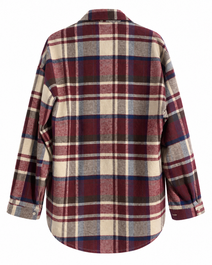 Camicia donna a quadri tartan con spilla removibile