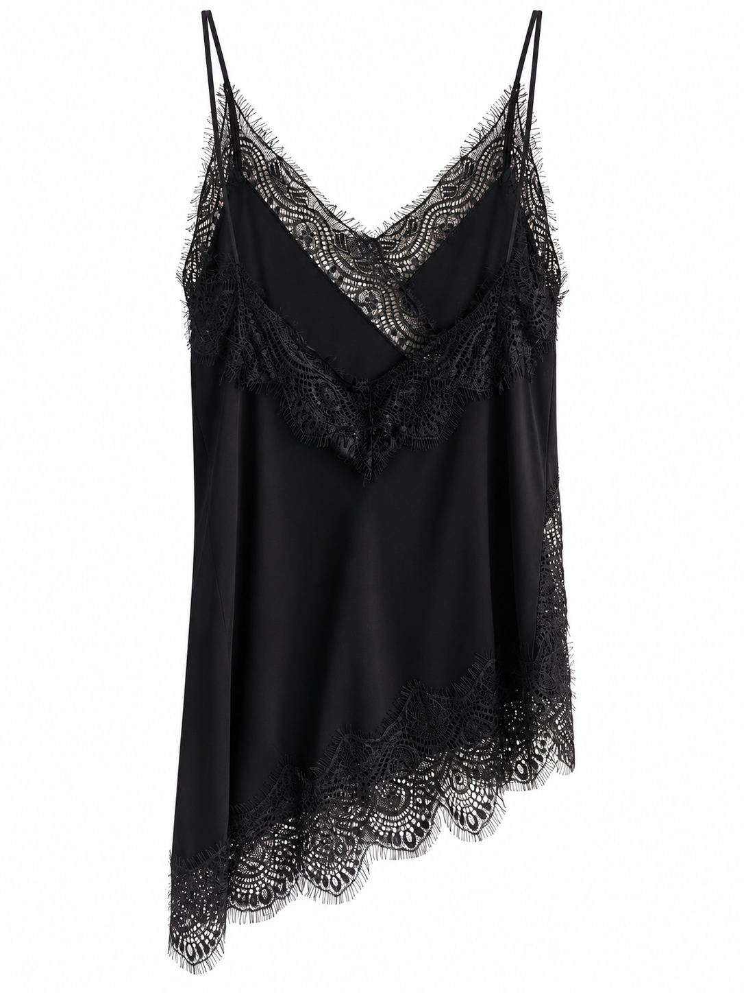 Top donna nero in viscosa con pizzo