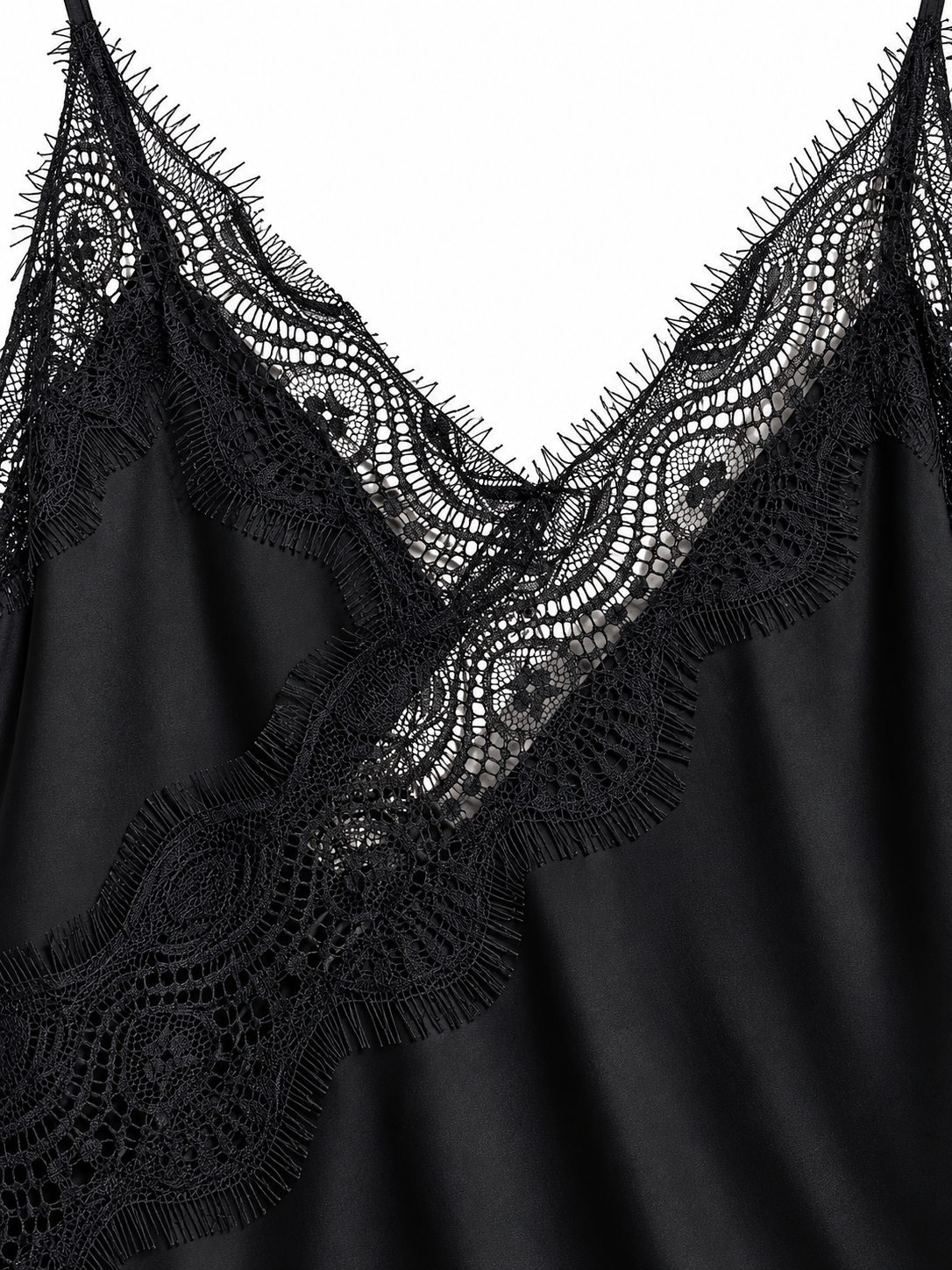 Top donna nero in viscosa con pizzo