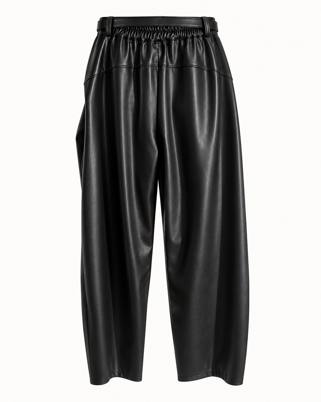 Pantalone Barrel in Ecopelle con Cintura